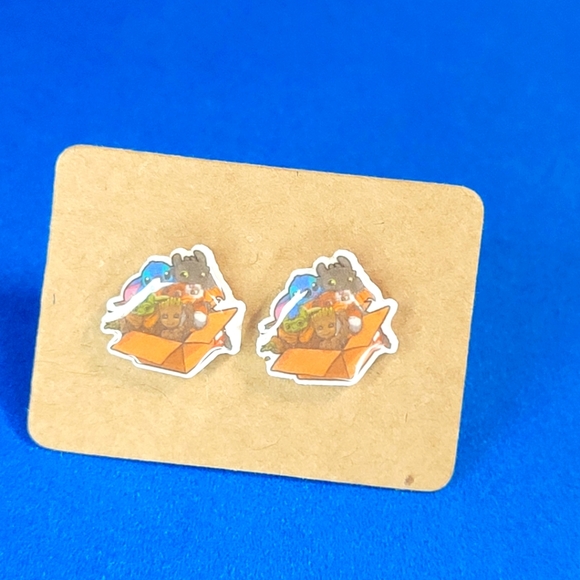 Grogu Toothless Stitch and Gizmo Stud Earrings - Picture 1 of 1